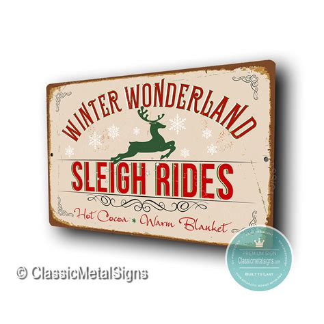 Sleigh Rides Signs Classic Metal Signs