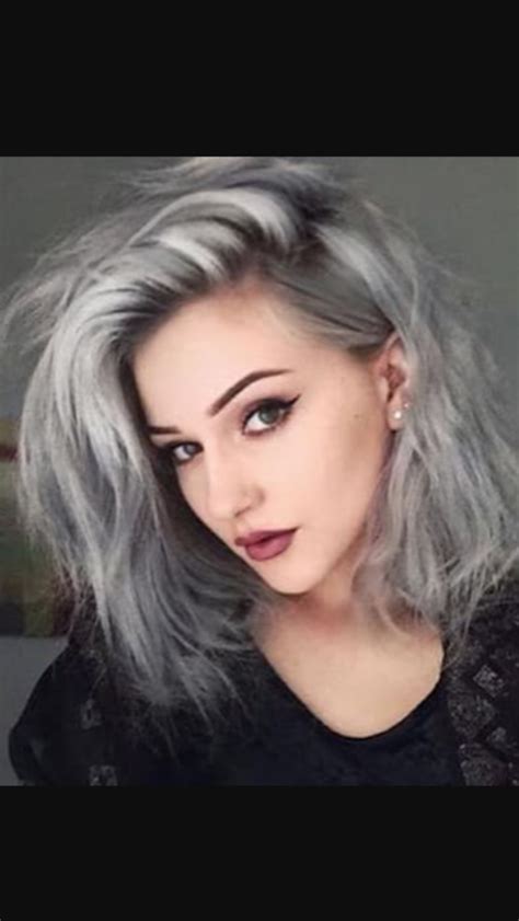 Silver Grey With Dark Shadow Root Loose Waves Hair Silver Hair Soft