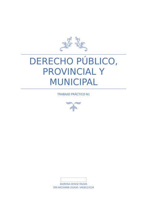 Tp Derecho Publico Provincial Y Municipal Derecho P Blico