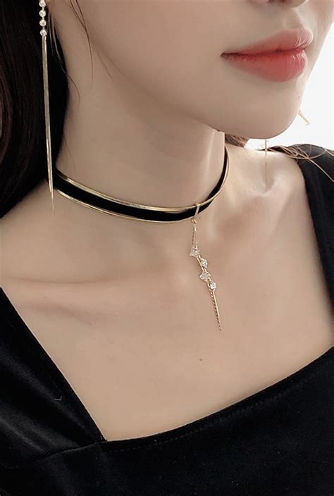 Soo And Soo Benet Velvet Drop Choker Necklace Necklaces For Women Kooding