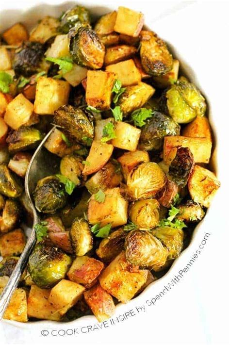 Everyday food editor sarah carey makes this we love this recipe and have made it a whole lot all fall and winter. Roasted Potatoes and Brussels Sprouts