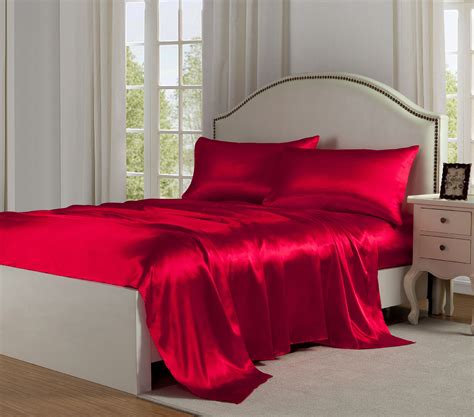 Belles And Whistles Satin Charmeuse Silky Sheet Set Red Queen