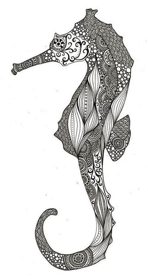 printable-seahorse-coloring-page-mandala | Zentangle art, Art inspiration, Zentangle