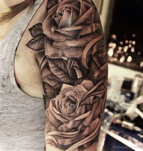 Black And White Rose Tattoo Sleeve Tattoos Rose Sleeve Tattoo Half