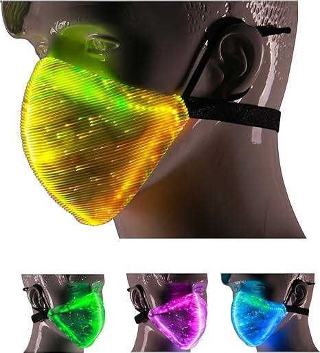7 Color Lights Led Light Up Face Mask Usb Rechargeable