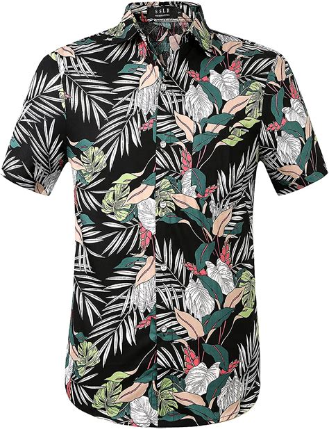 Sslr Men S Summer Cotton Button Down Short Sleeve Hawaiian Shirt Ebay