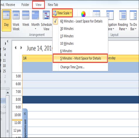 Microsoft Outlook 2010 How To Change Calendar View And Time Scale Quest