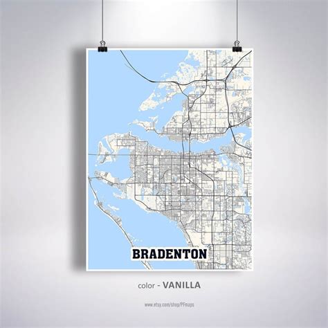 Bradenton Map Print Bradenton City Map Florida Fl Usa Map Etsy Map