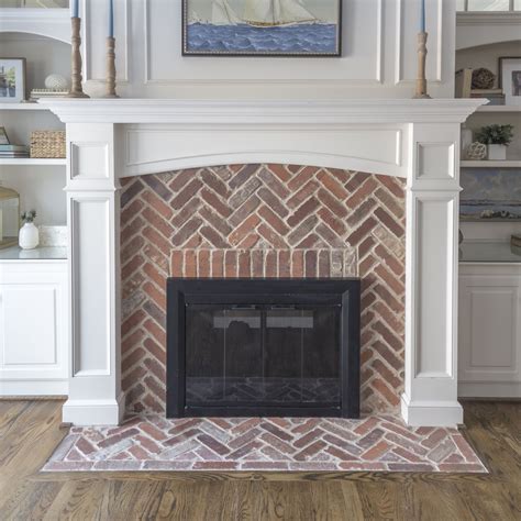 Brick Herringbone Fireplace Surround Via Laurie Champ Design Brick