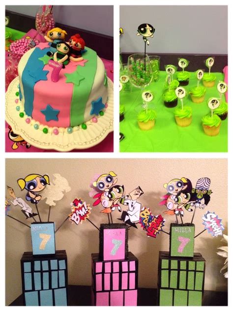 Power Puff Girls Cake Decorations Girl Superhero Birthday Party
