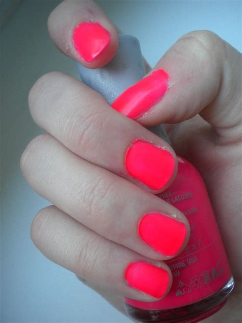Orly Passion Fruit Neon Pink Nails Neon Coral Nails Neon Pink Nail