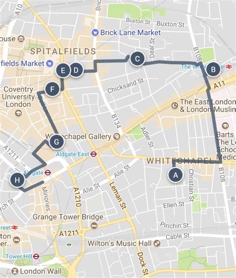 Jack The Ripper East London Sightseeing Walking Tour Map And Other