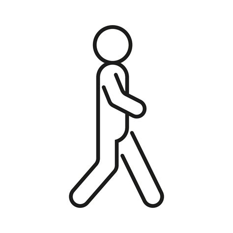 Figure Person Walk Icon Pedestrian Side Sign Vector People Line