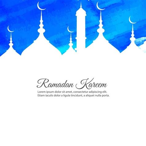 Free Vector Blue Watercolor Ramadan Kareem Background