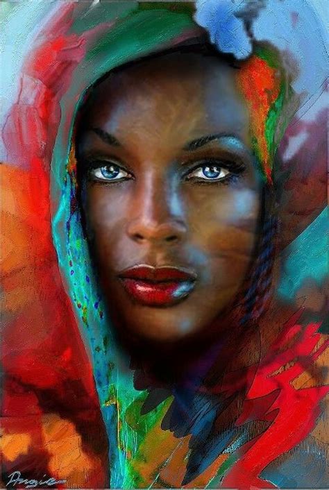 Angie Braun 1961 ~ Blue Eyes Female Art African Art Portrait