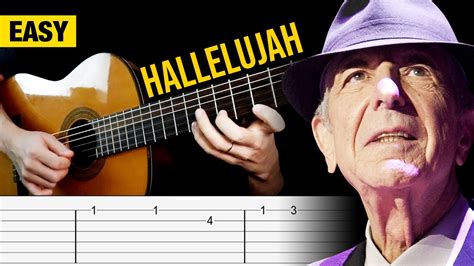 Hallelujah Leonard Cohen Guitar Tabs Easy Tutorial Cover Youtube