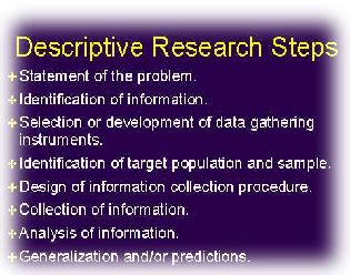 Descriptive research aims to accurately and systematically describe a population, situation or phenomenon. BSSRO.ORG