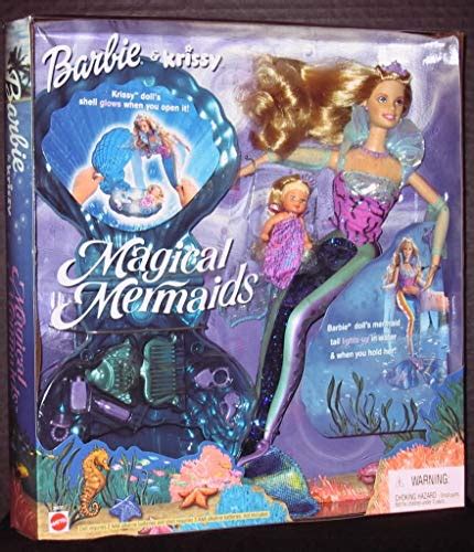 magical mermaids barbie and krissy doll light up tail with glowing shell set