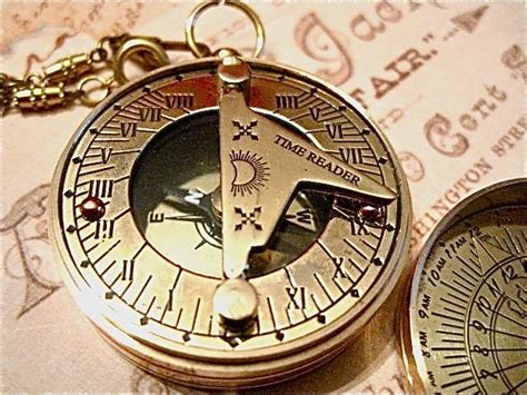 Brass Pocket Sundial Compass On A Pocket Watch By Justbedesigns
