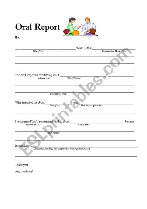 English Worksheets Advanced Level Oral Report