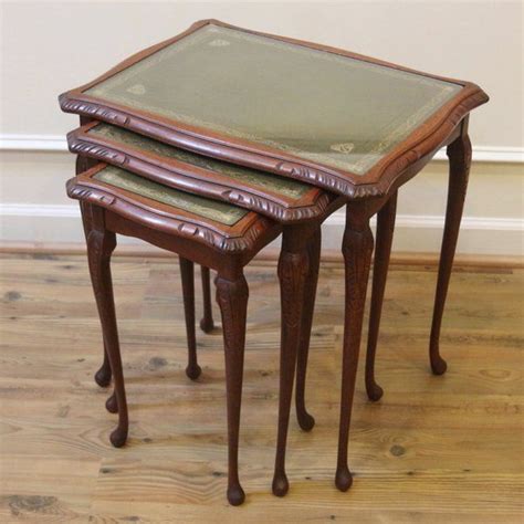 Conrad wire glass coffee table options. Vintage English Nesting Tables, Set of 3, Leather and ...