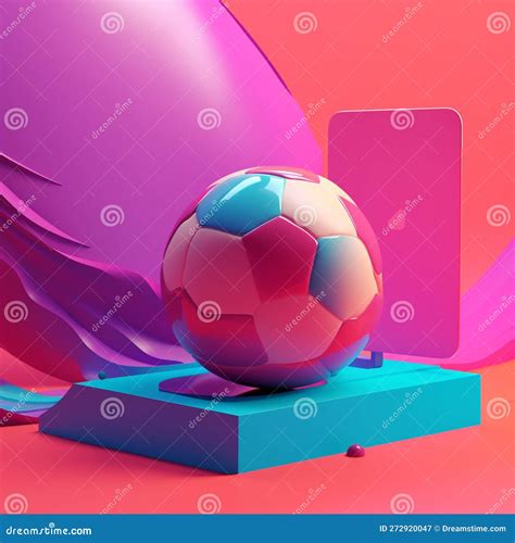 Soccer Ball And Geometry In Trending Color Palette For Advertising With
