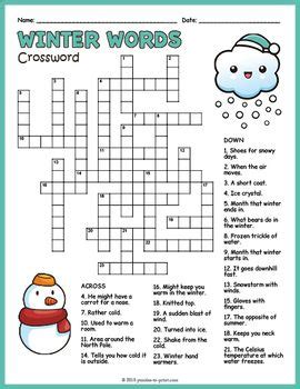 For children pangram crossword (1) this one's for the kids. Early Finisher Winter Crossword Puzzle in 2020 (With ...