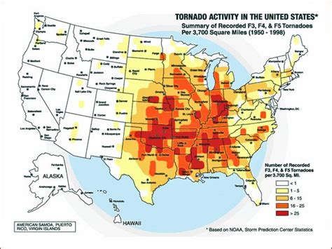 Map Of The U S Showing Number Of Recorded F3 F4 And F5 Tornadoes Helps Integrate Science With