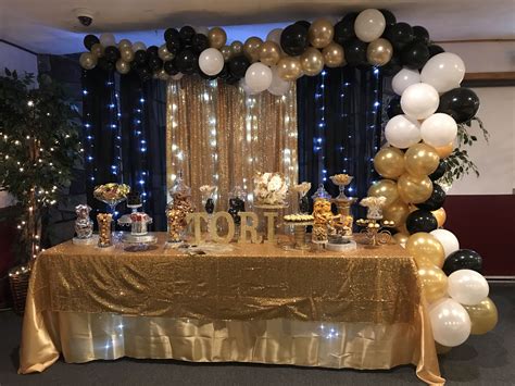 Black And Gold Organic Balloon Arch Graduation Party Themes 21st