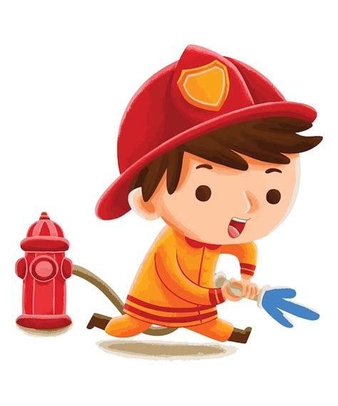 Premium Vector Kids Firefighter In Cute Character Style