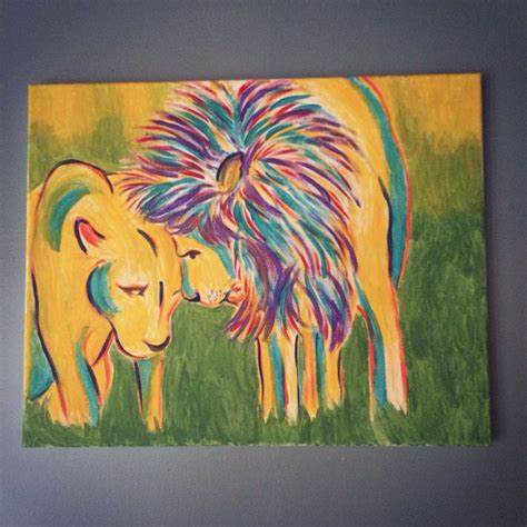 Lion Love Acrylic On Canvas Maricruz Ortiz Lion Love Florida Artist