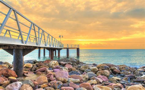 Ocean Pier At Sunset Hd Wallpaper Background Image 1920x1200