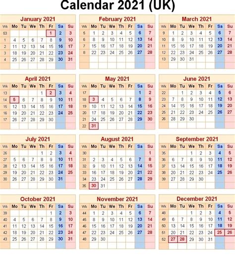 2021 Calendar With Numbered Days Example Calendar Printable