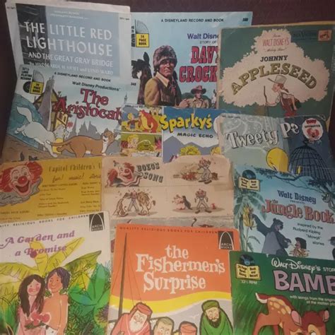 Vintage Disney Childrens See Hear Read Along Story Books And Records