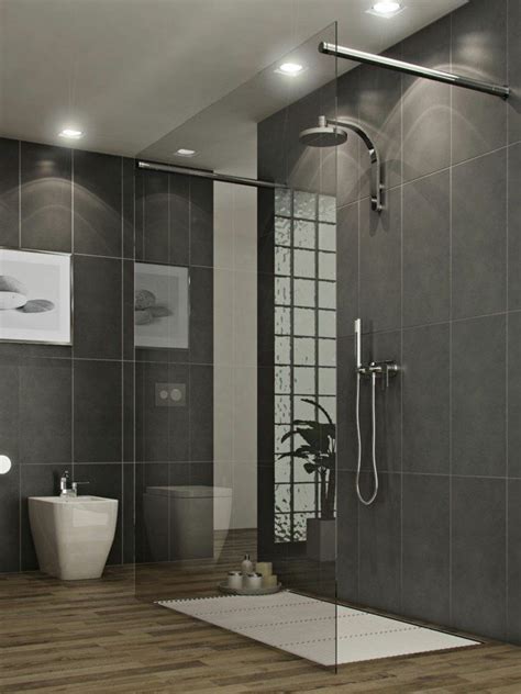 Die fugen der gefliesten dusche werden von dem ständigen kontakt mit. Graue Fliesen für Wand und Boden - 55 moderne Wohnideen ...