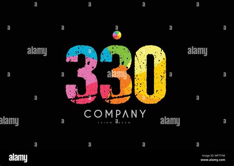 Number 330 Logo Icon Design With Grunge Texture And Rainbow Colored