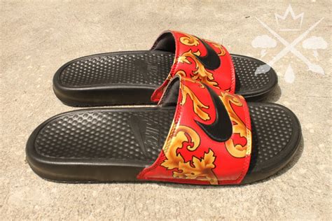 Nike Custom Red Supreme Foamposite Benassi Swoosh Slide