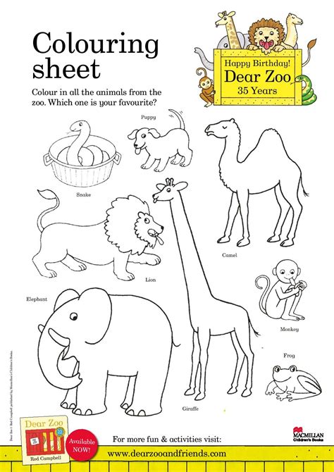 Outstanding Dear Zoo Colouring Sheets Pre Nursery Drawing
