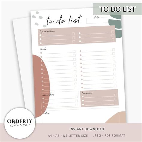 To Do List Printable Modern Minimalism Daily Planner Task Etsy To