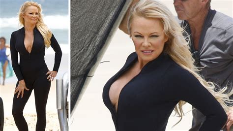 Pamela Anderson 52 In Revealing Wetsuit On Gold Coast Set