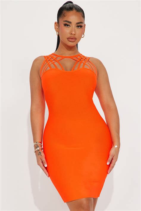 camila bandage midi dress orange fashion nova dresses fashion nova