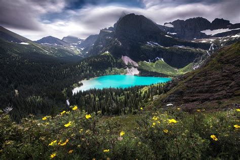 Glacial Colored Lake In The Summer At Grinnell Lake Glacier National