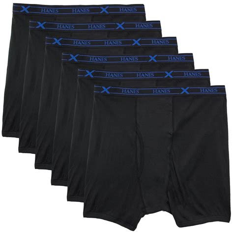 Hanes X Temp Big Mens Underwear Boxer Briefs 6 Pack Black