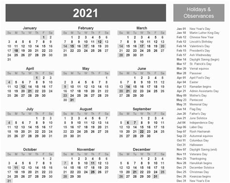 This 2021 year at a glance calendar is downloadable in both microsoft word and pdf format. Free Printable 2021 Monthly Calendar With Holidays ...