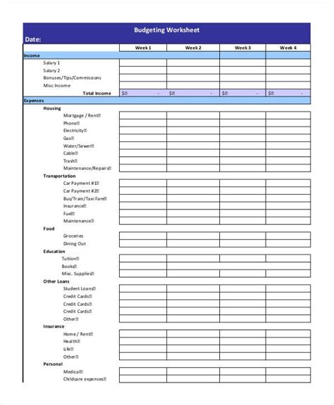 Any budget must cover all of your needs, some of your wants and — this is key — savings for. 17+ Printable Budget Worksheet Templates - Word, PDF ...