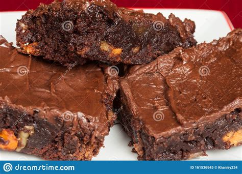 Mom`s Homemade Gooey Chocolate Brownie Bars Stock Image Image Of