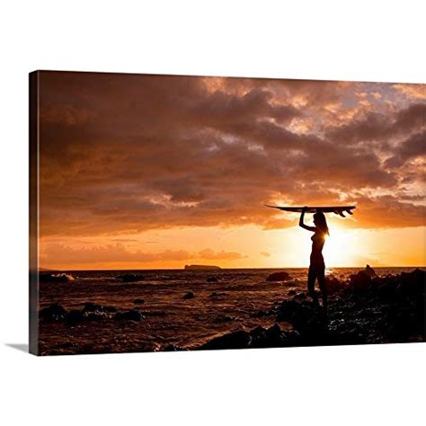 Hawaii Maui Makena Silhouette Of Canvas Wall Art Print Surfing Artwork Best Paddle Boards