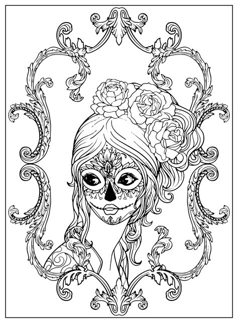 Day Of The Dead Coloring Sheet Free Printable Coloring Pages