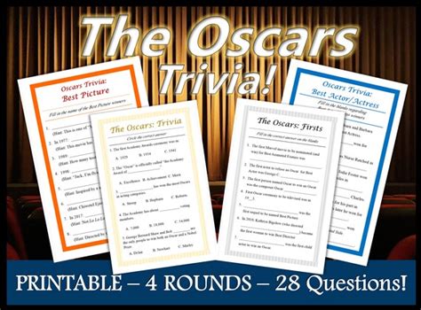 Oscars Trivia Pack Printable 2022 Academy Awards Trivia Etsy