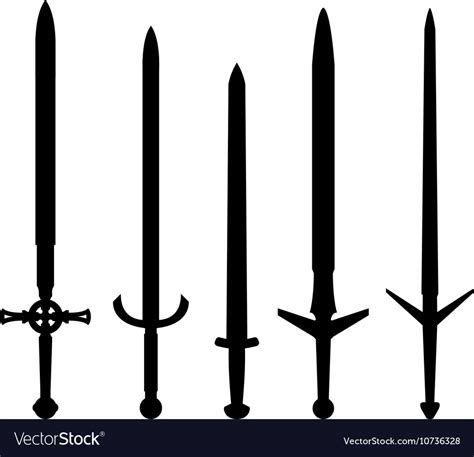 Silhouettes Of Medieval Swords Royalty Free Vector Image